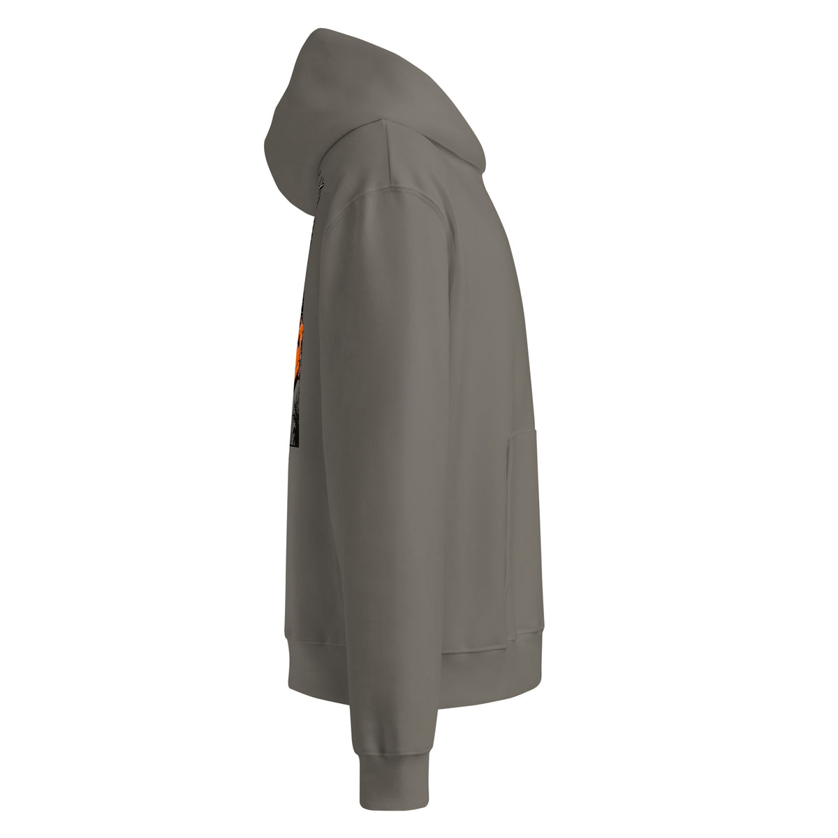 VICE NIGHTS Oversized Hoodie in Asphaltgrau – Seitenansicht rechts