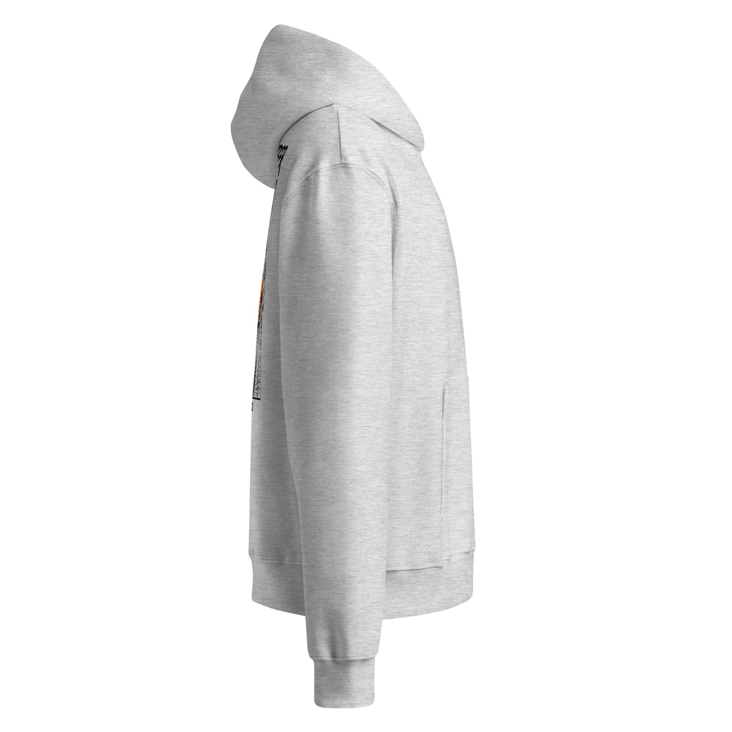 OVERSTEER Oversized Hoodie in Grau meliert – Seitenansicht rechts