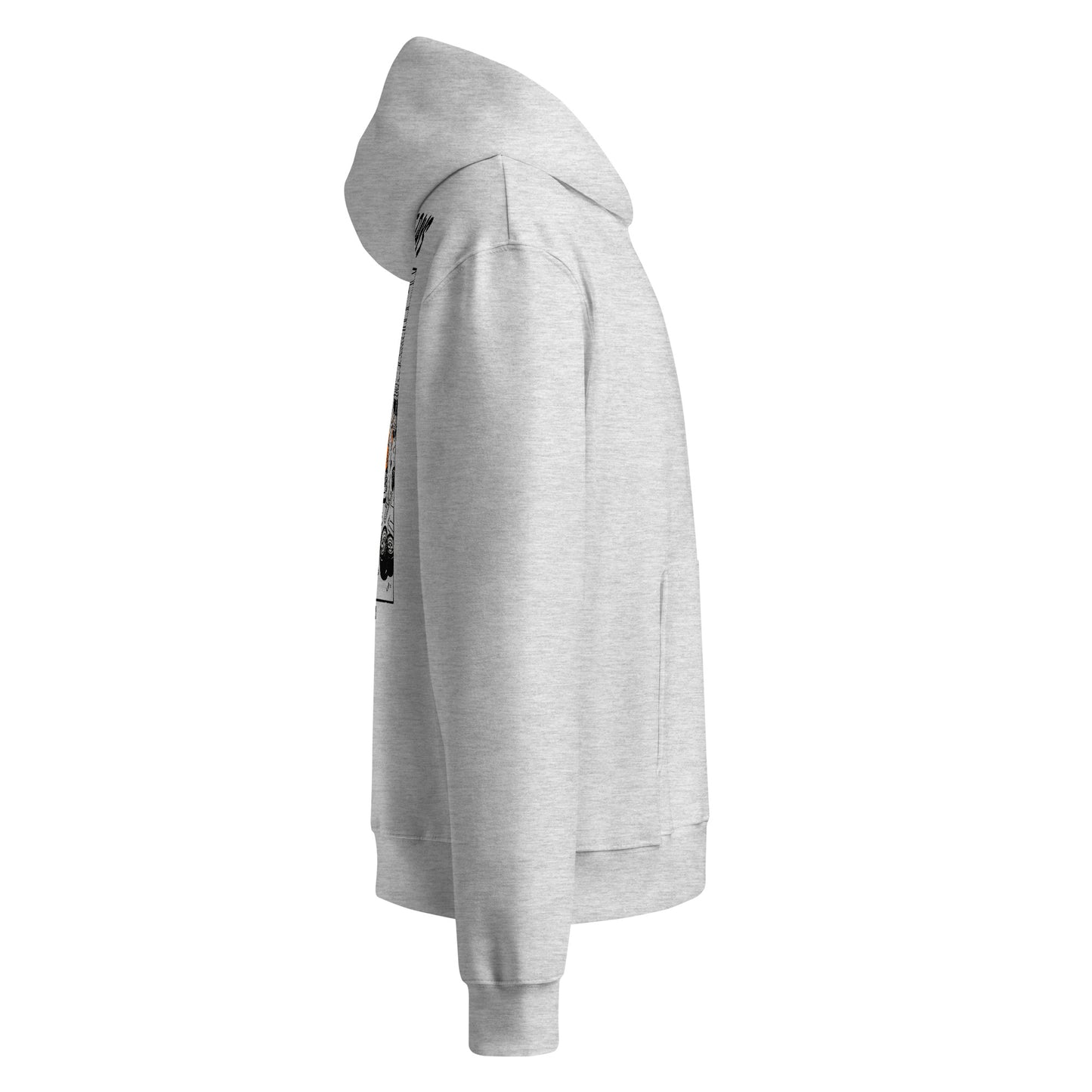 GARAGE DAYS Oversized Hoodie in Grau meliert – Seitenansicht rechts
