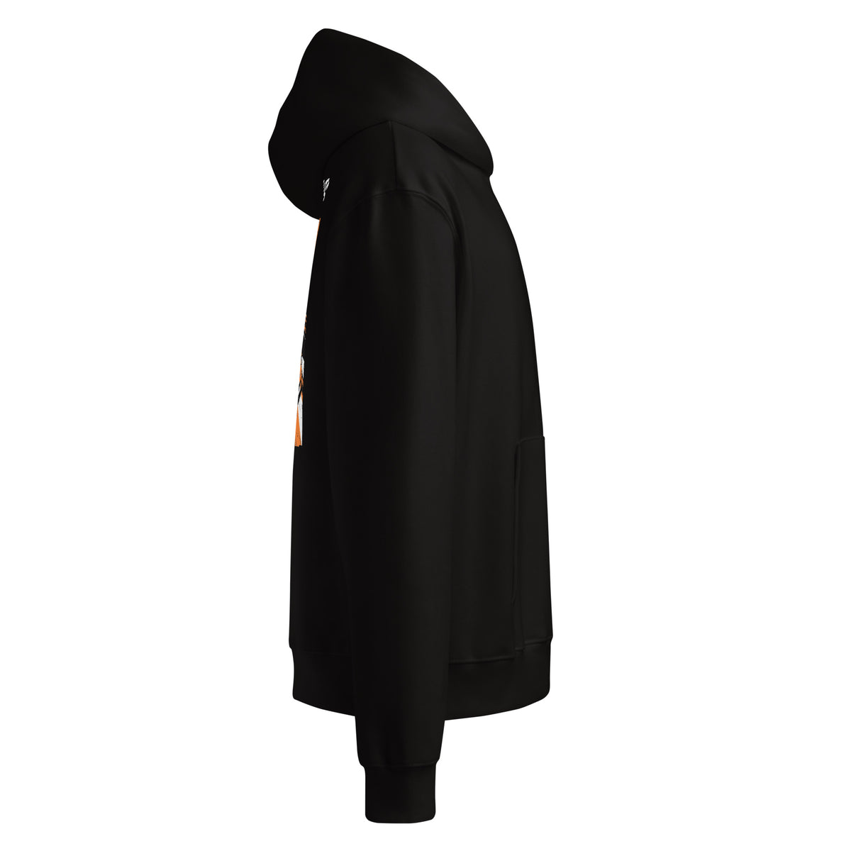 TOUGE NIGHTS Oversized Hoodie in Schwarz – Seitenansicht rechts