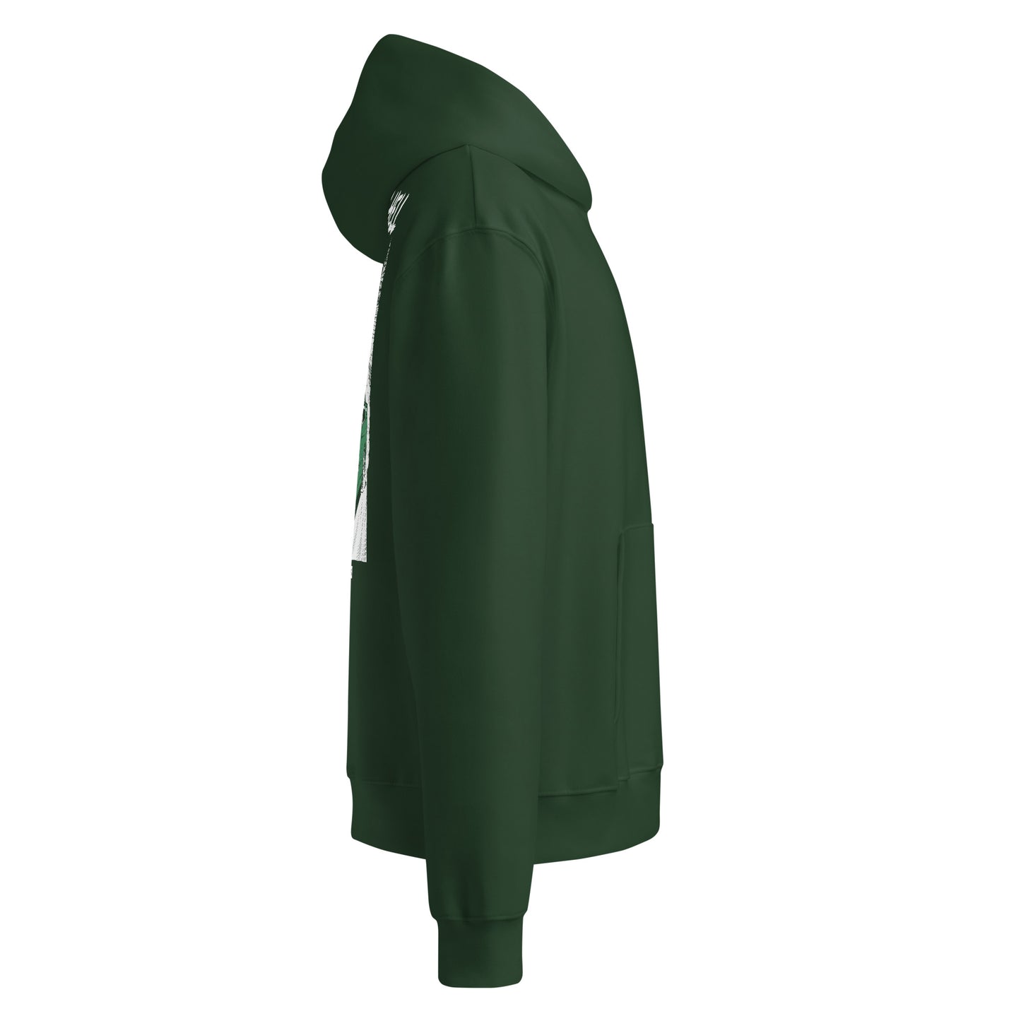 GREEN HELL Oversized Hoodie in Waldgrün – Seitenansicht rechts
