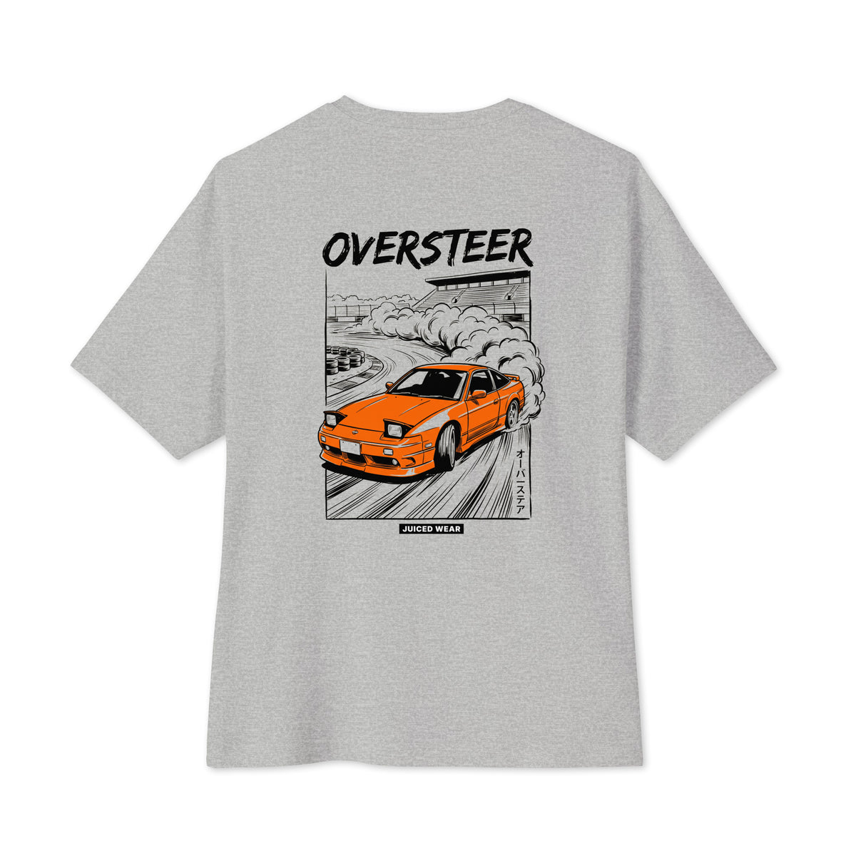 OVERSTEER Oversized Shirt in Grau meliert – Rückansicht