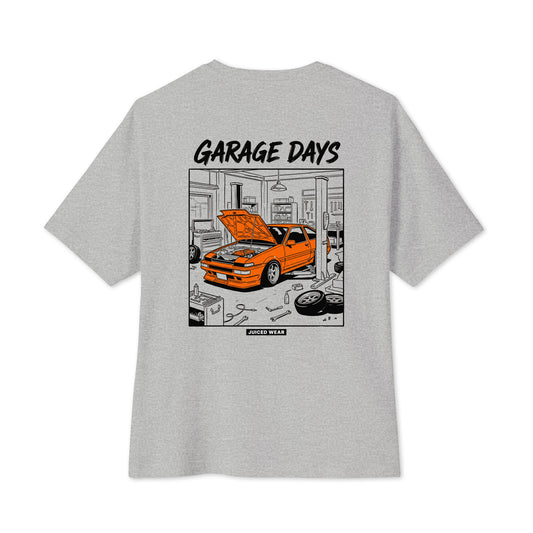 GARAGE DAYS Oversized Shirt in Grau meliert – Rückansicht