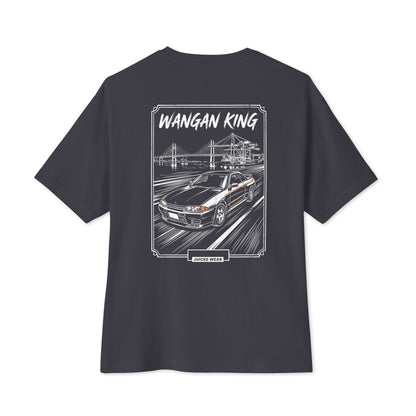WANGAN KING Oversized Shirt in Dunkelgrau – Rückansicht