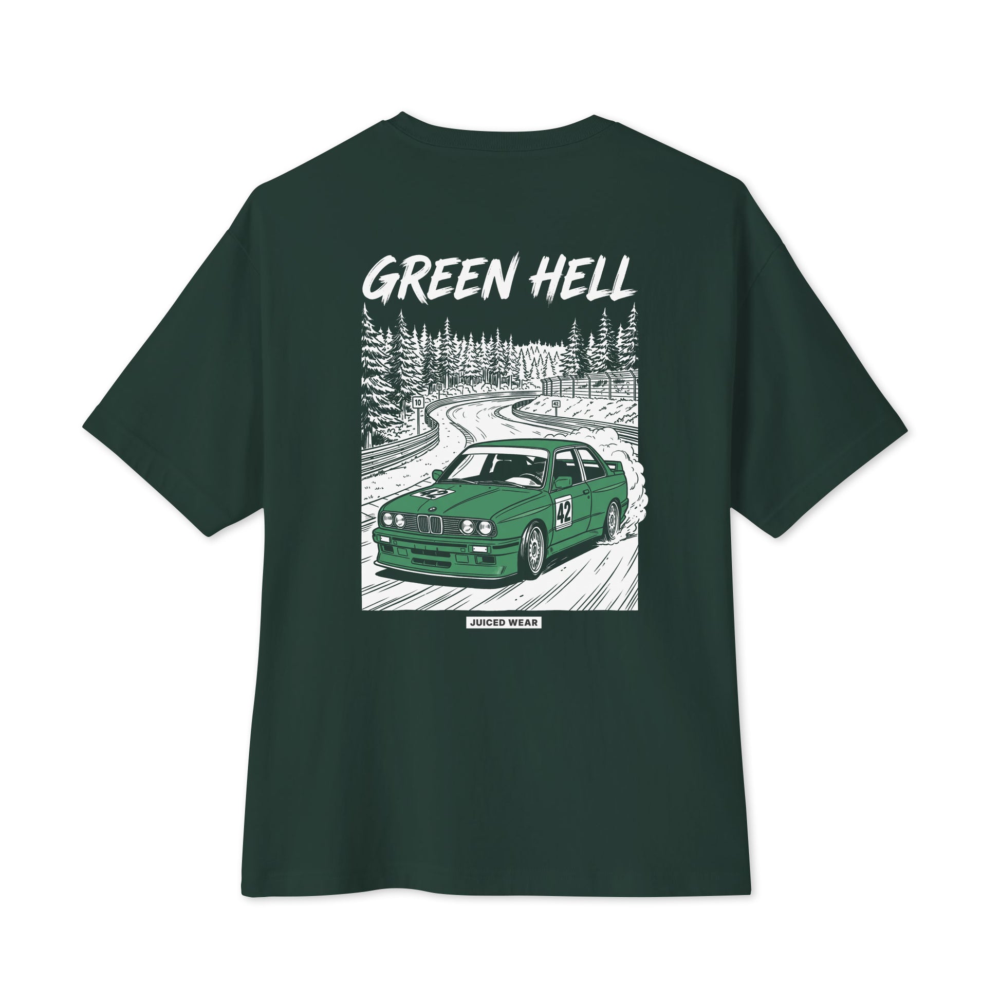 GREEN HELL Oversized Shirt in Waldgrün – Rückansicht