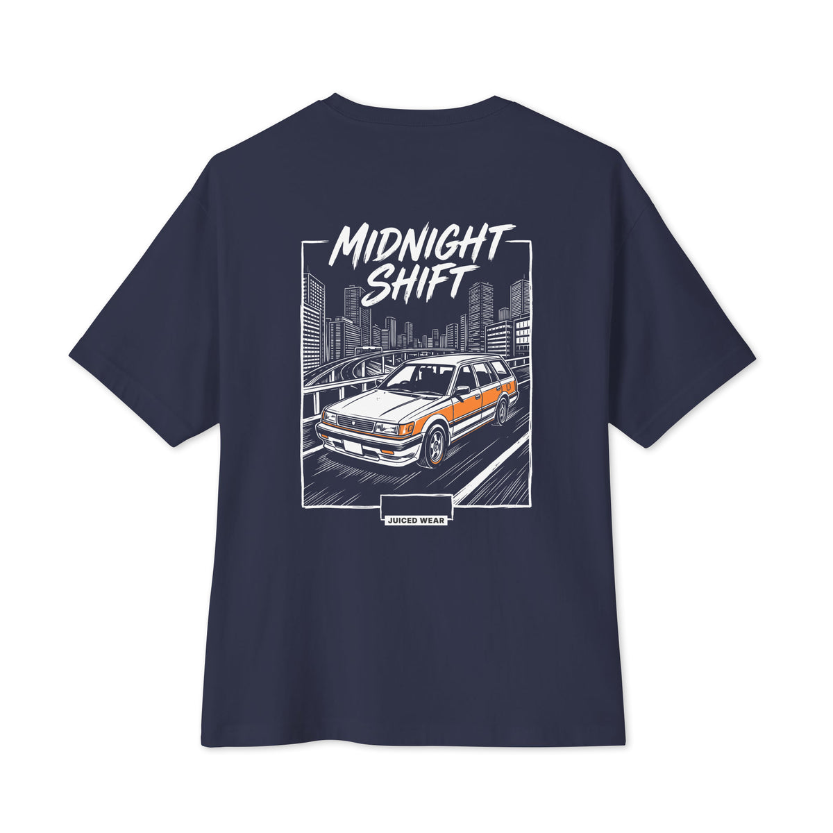 MIDNIGHT SHIFT Oversized Shirt in Navy – Rückansicht