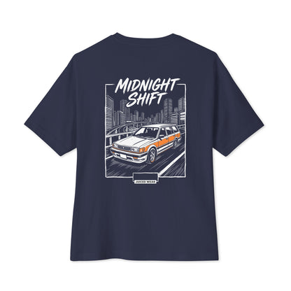 MIDNIGHT SHIFT Oversized Shirt in Navy – Rückansicht