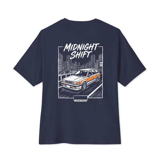MIDNIGHT SHIFT Oversized Shirt in Navy – Rückansicht