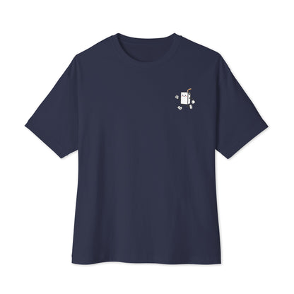 MIDNIGHT SHIFT Oversized Shirt in Navy – Vorderansicht mit Print