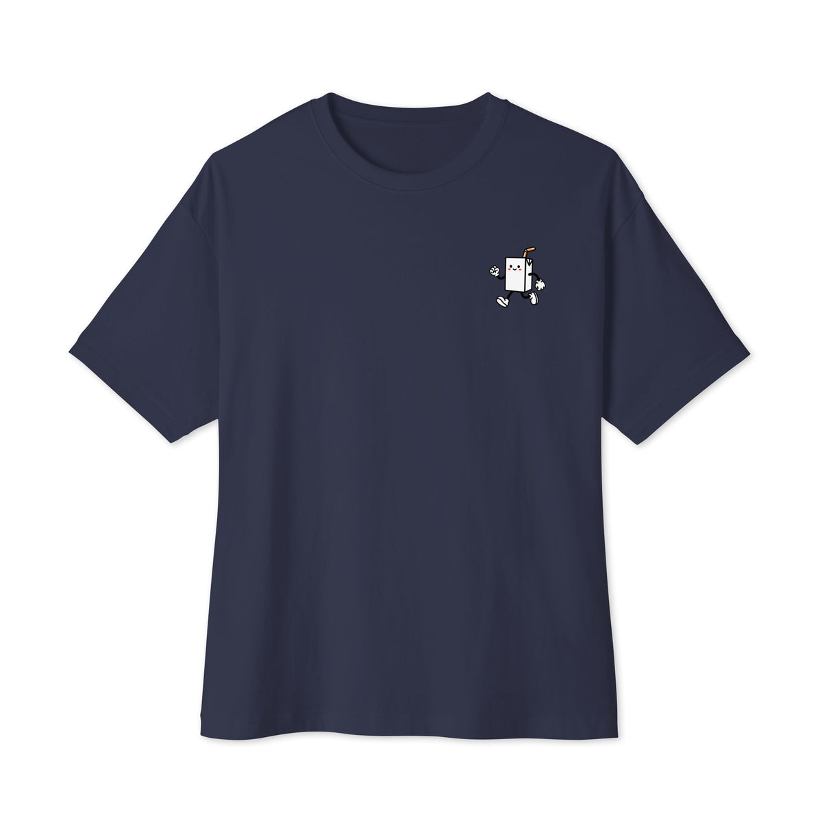 SECOND GENERATION Oversized T-Shirt in Navy – Vorderansicht mit kleinem JUICED WEAR Maskottchen auf der Brust