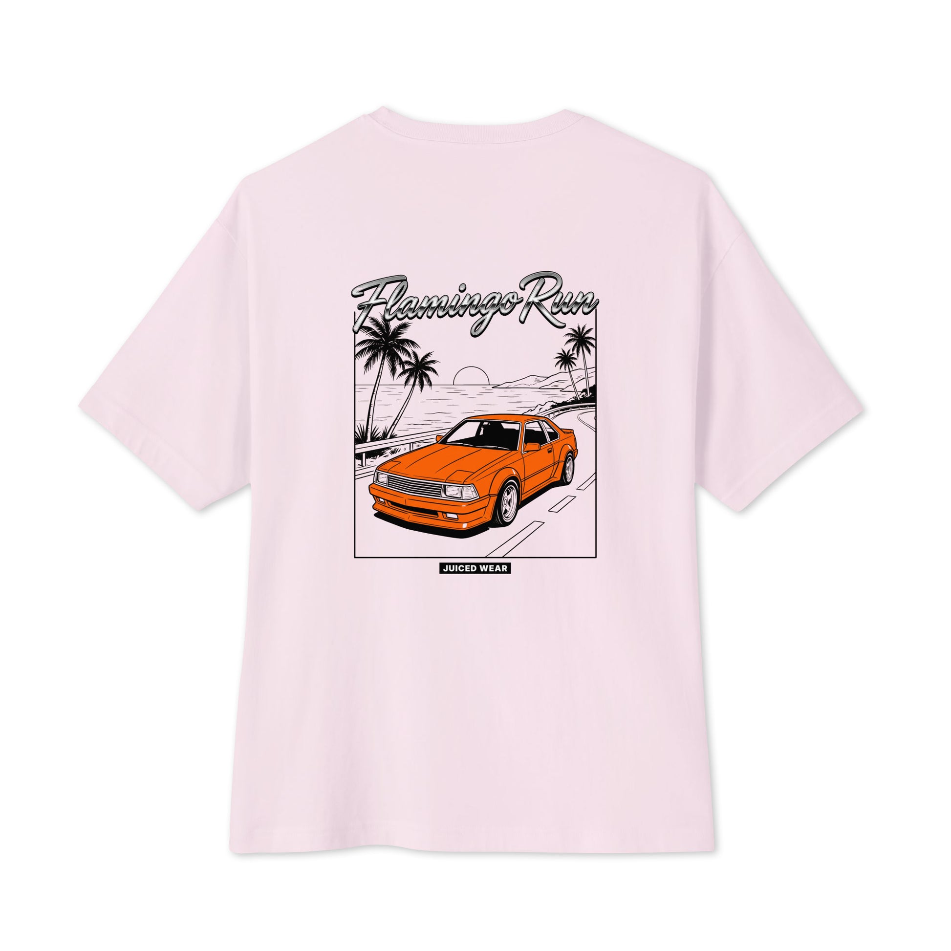 FLAMINGO RUN Oversized Shirt in Soft Pink – Rückansicht