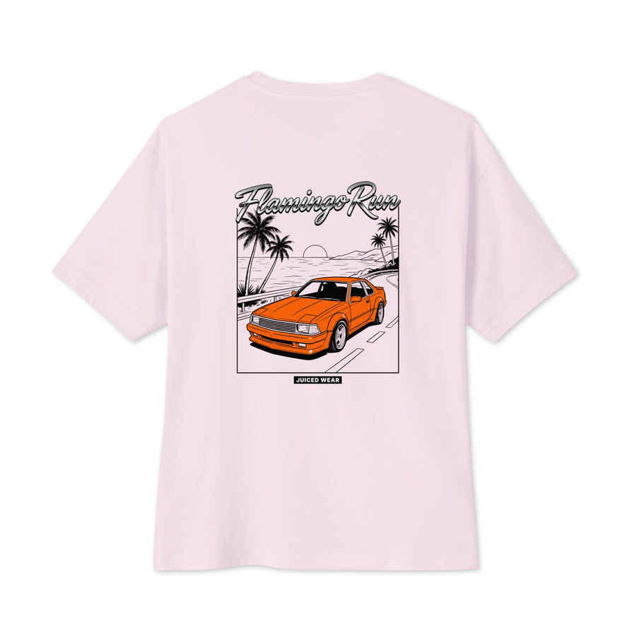 FLAMINGO RUN Oversized Shirt in Soft Pink – Rückansicht