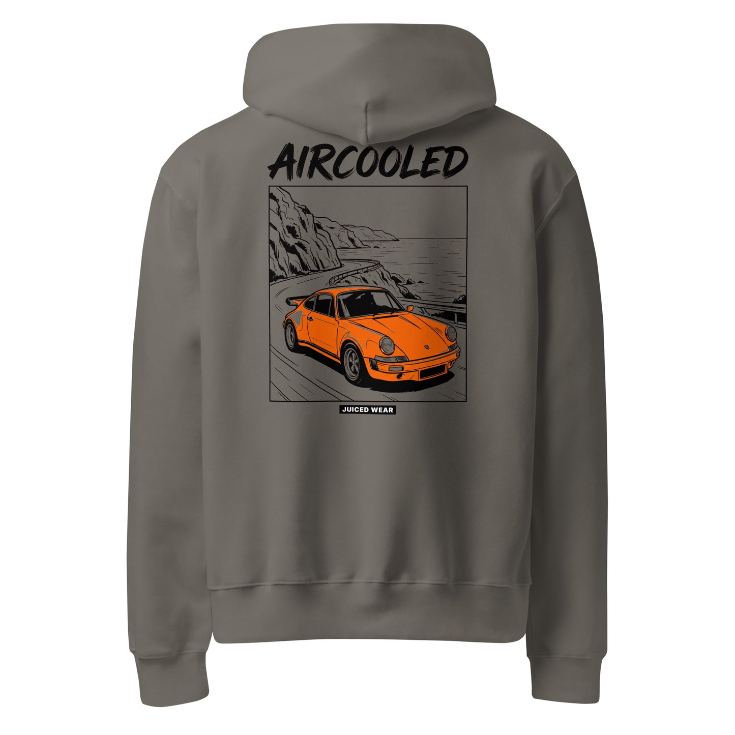 AIRCOOLED Oversized Hoodie in Asphaltgrau – Rückansicht