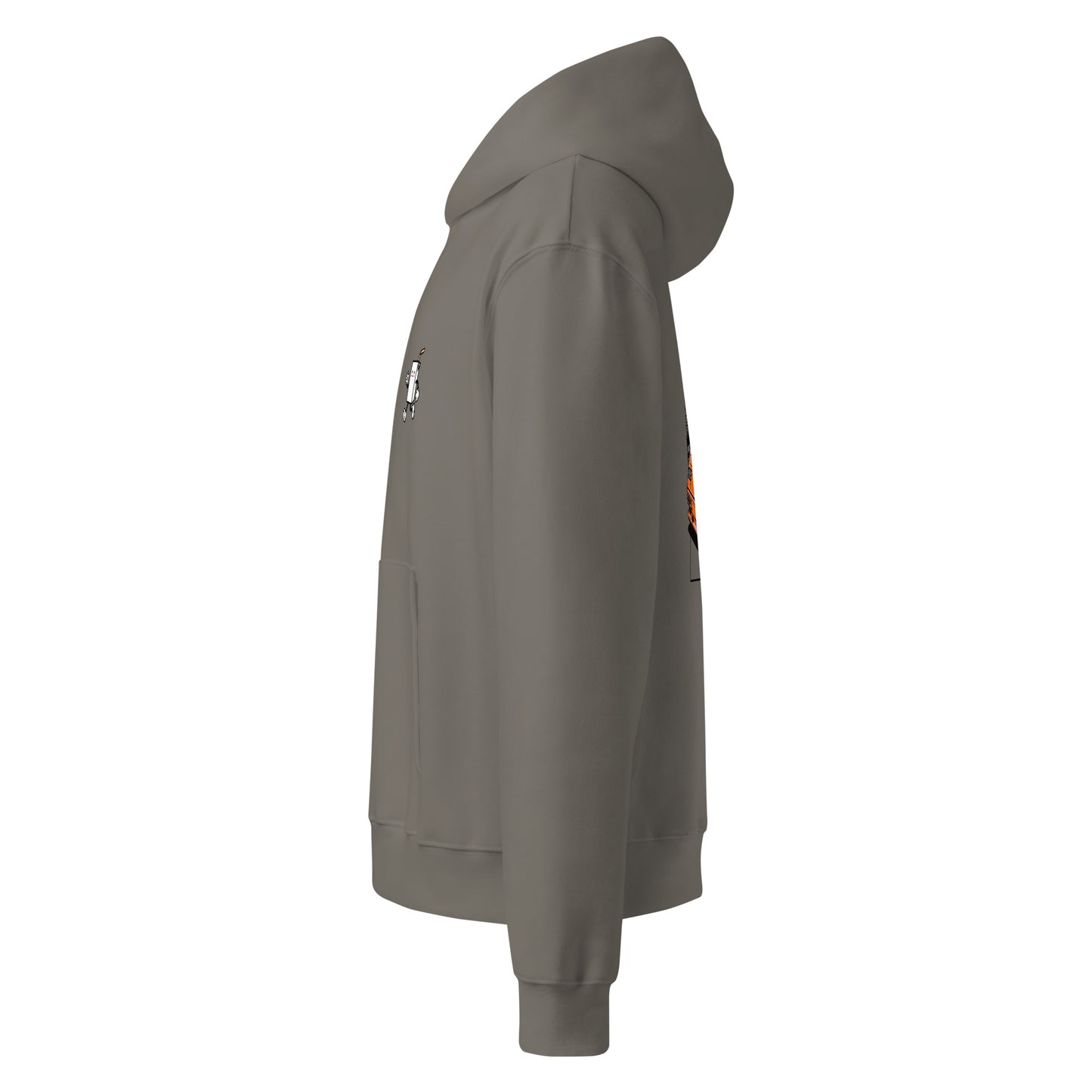 VICE NIGHTS Oversized Hoodie in Asphaltgrau – Seitenansicht links