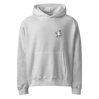 GARAGE DAYS Oversized Hoodie in Grau meliert – Vorderansicht mit Print