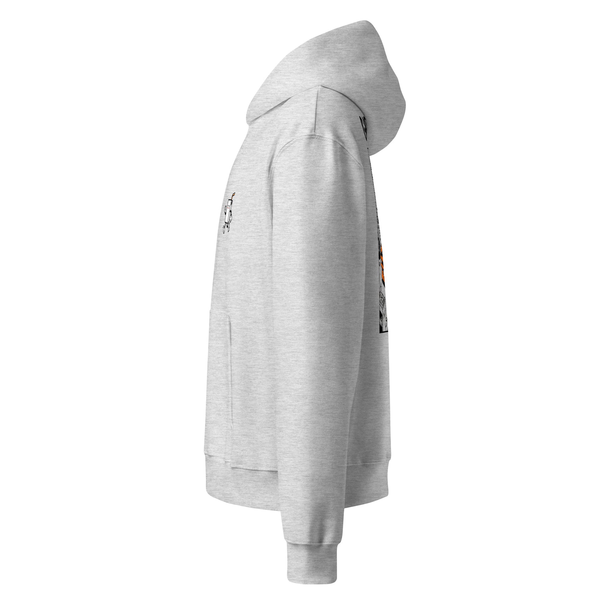 GARAGE DAYS Oversized Hoodie in Grau meliert – Seitenansicht links