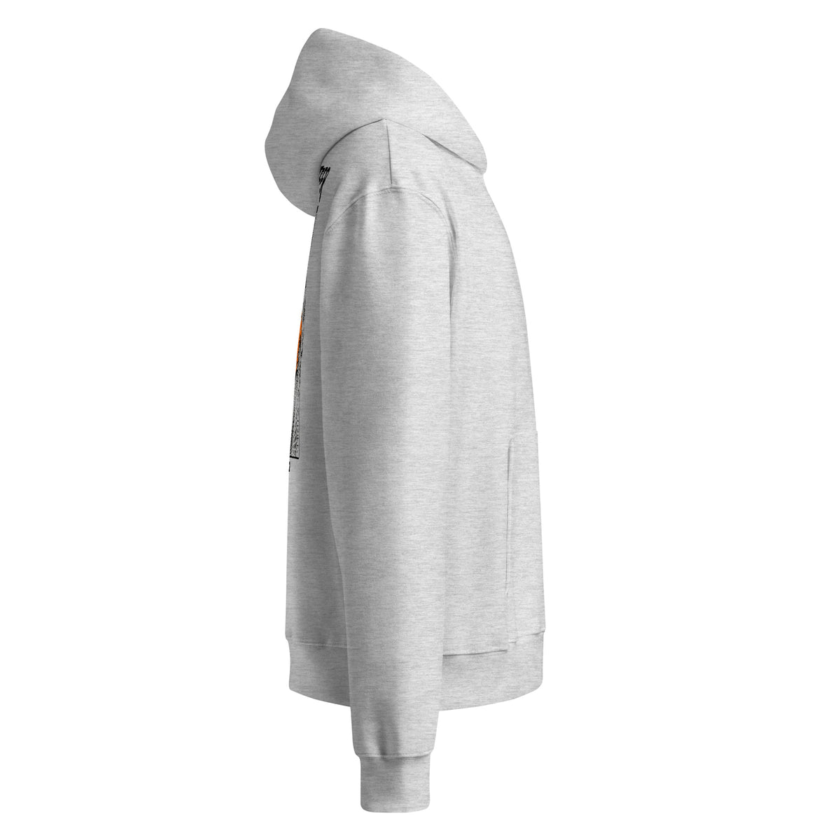 OVERSTEER Oversized Hoodie in Grau meliert – Seitenansicht rechts