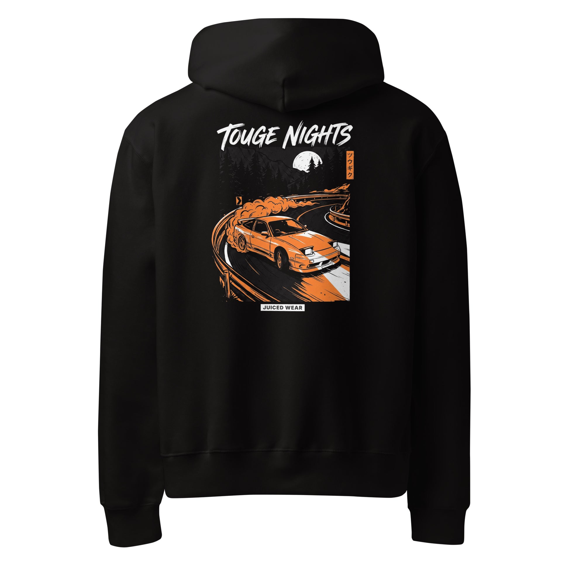 TOUGE NIGHTS Oversized Hoodie in Schwarz – Rückansicht