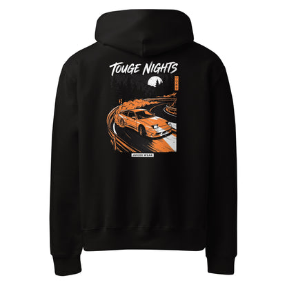 TOUGE NIGHTS Oversized Hoodie in Schwarz – Rückansicht