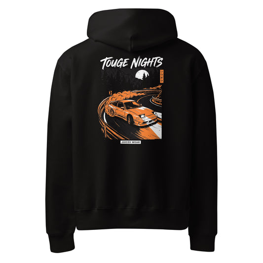 TOUGE NIGHTS Oversized Hoodie in Schwarz – Rückansicht