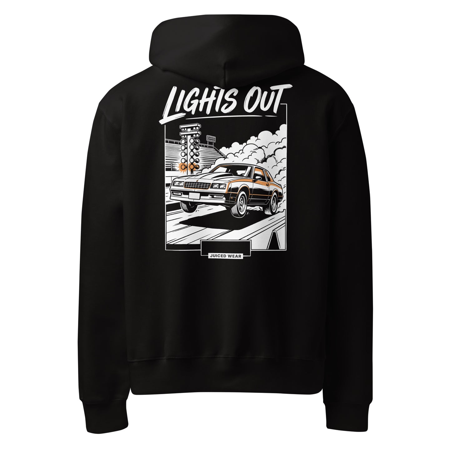 LIGHTS OUT Oversized Hoodie in Schwarz – Rückansicht