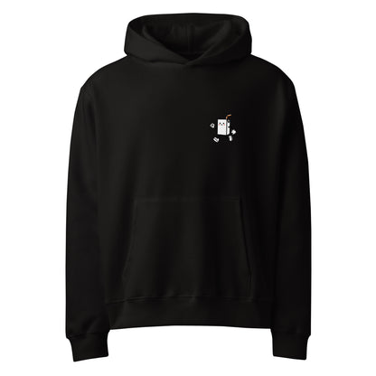 LIGHTS OUT Oversized Hoodie in Schwarz – Vorderansicht mit Print