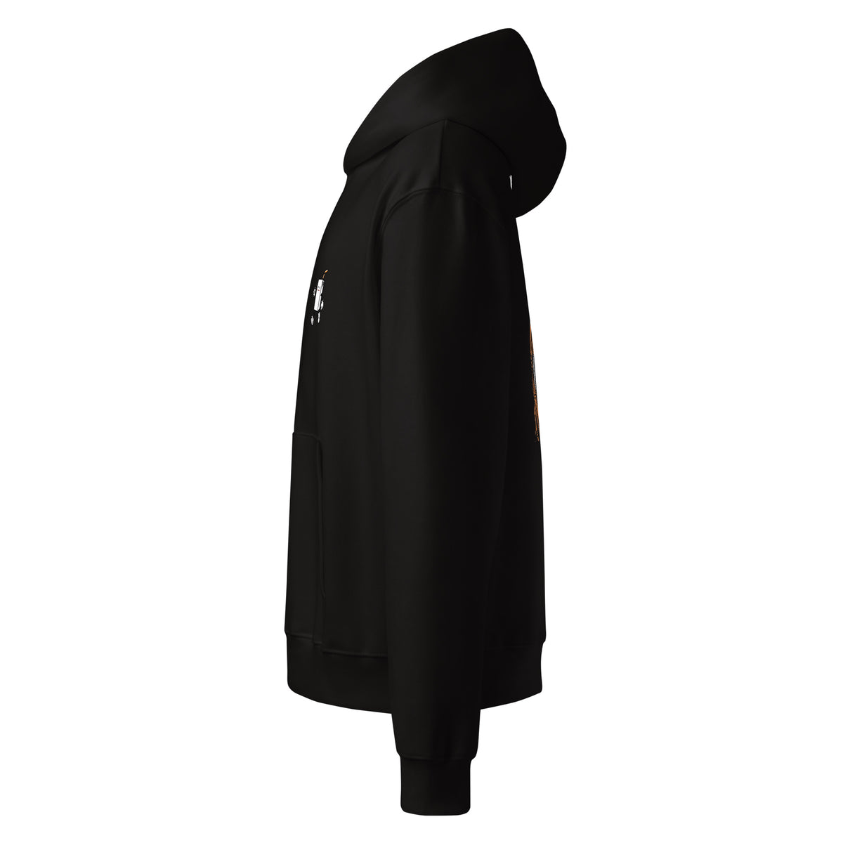 TOUGE NIGHTS Oversized Hoodie in Schwarz – Seitenansicht links