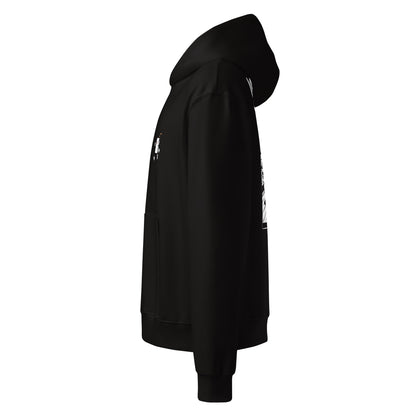 LIGHTS OUT Oversized Hoodie in Schwarz – Seitenansicht links