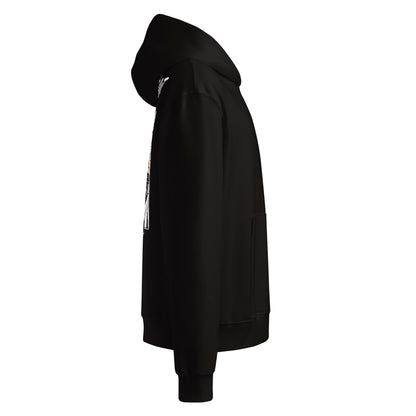 LIGHTS OUT Oversized Hoodie in Schwarz – Seitenansicht rechts