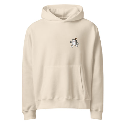 FLAMINGO RUN Oversized Hoodie in Sandbeige – Vorderansicht mit Print