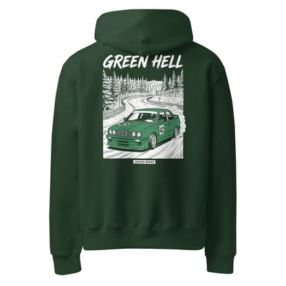 GREEN HELL Oversized Hoodie in Waldgrün – Rückansicht