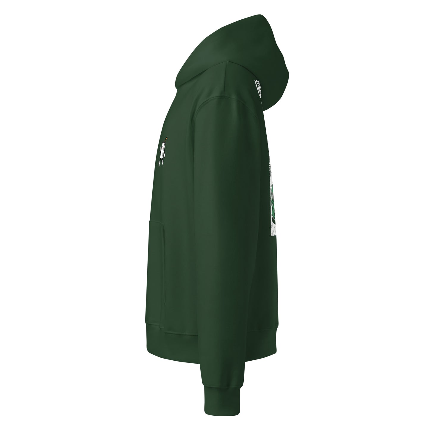 GREEN HELL Oversized Hoodie in Waldgrün – Seitenansicht links