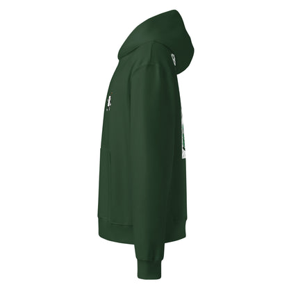 GREEN HELL Oversized Hoodie in Waldgrün – Seitenansicht links