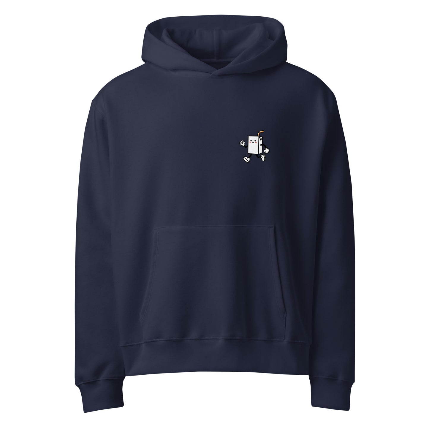 MIDNIGHT SHIFT Oversized Hoodie in Navy – Vorderansicht mit Print