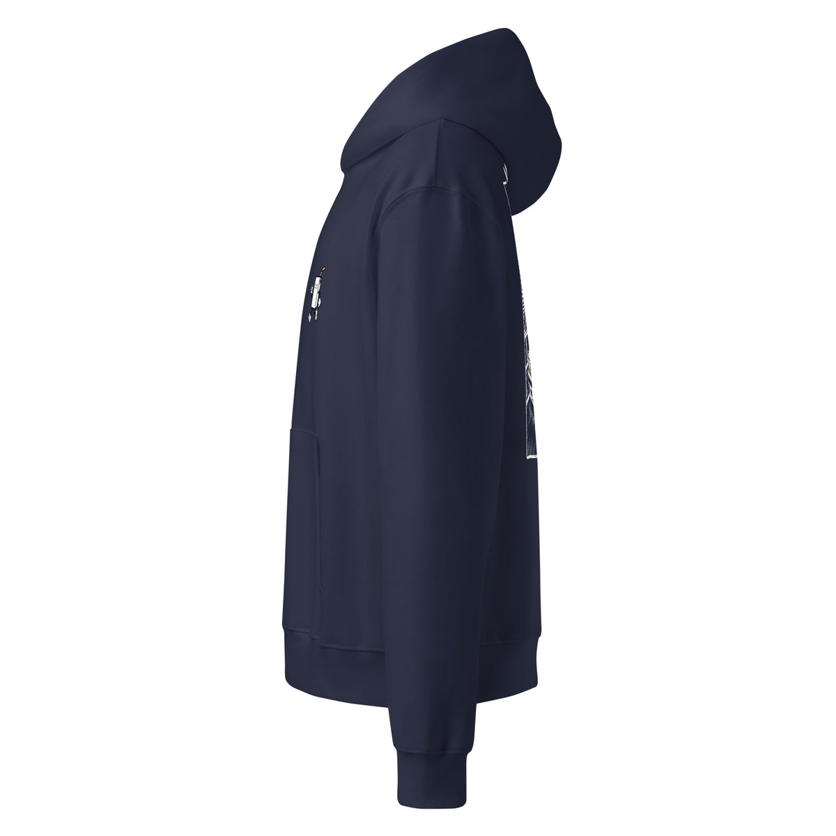 MIDNIGHT SHIFT Oversized Hoodie in Navy – Seitenansicht links
