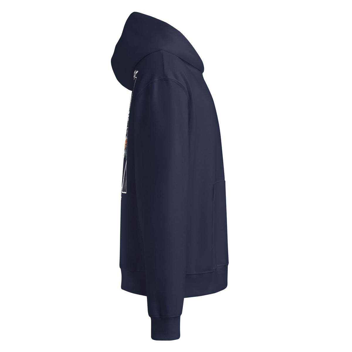 MIDNIGHT SHIFT Oversized Hoodie in Navy – Seitenansicht rechts