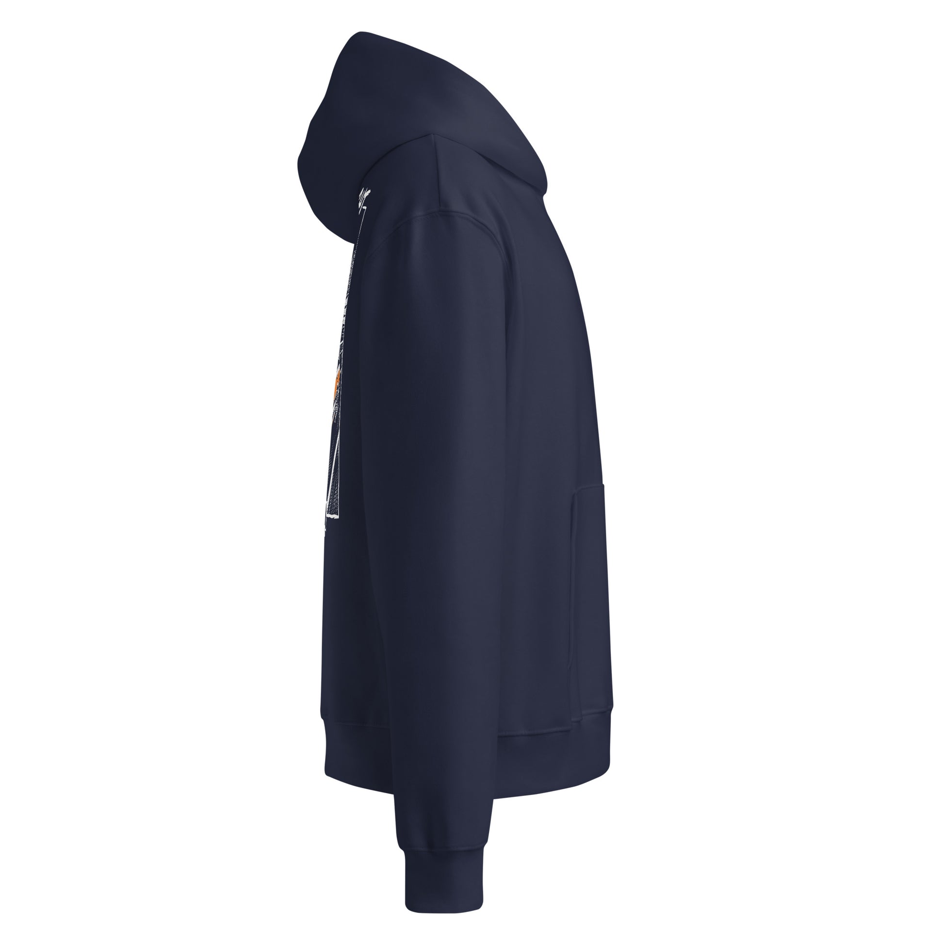 MIDNIGHT SHIFT Oversized Hoodie in Navy – Seitenansicht rechts