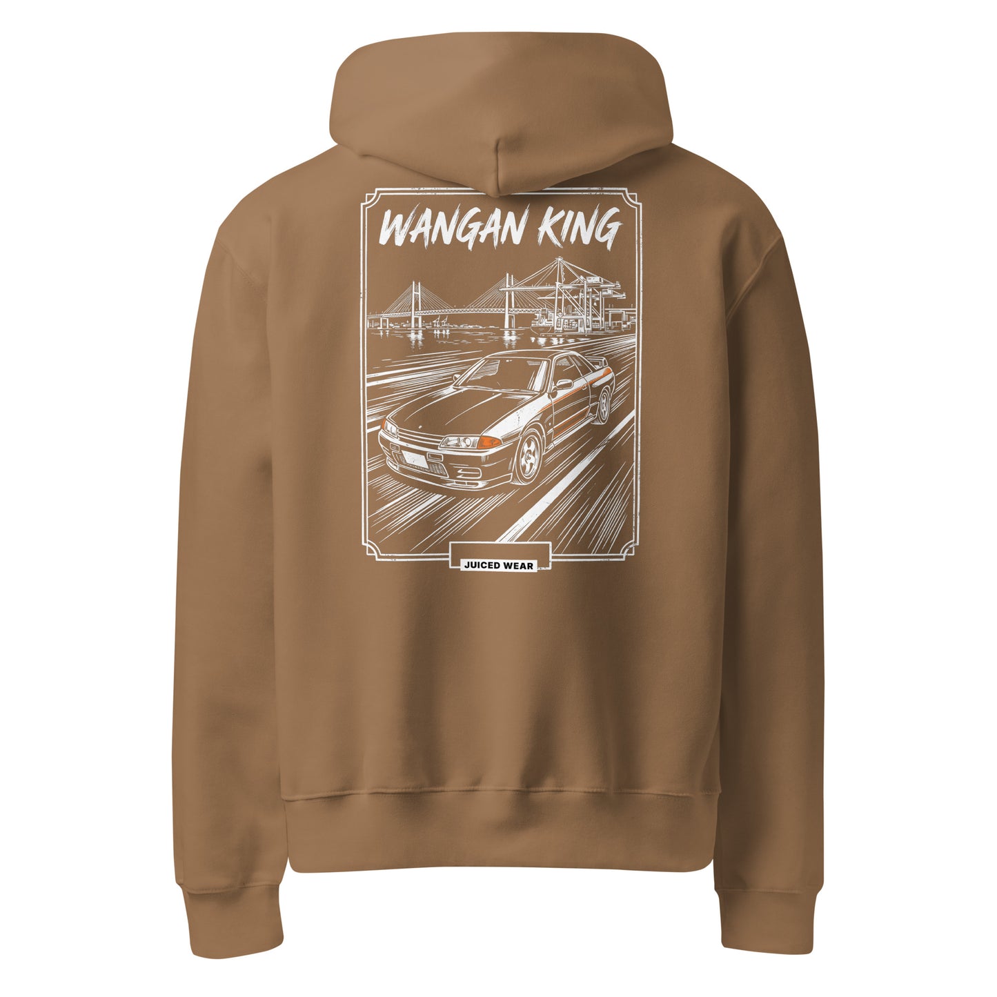 WANGAN KING Oversized Hoodie in Vintage Braun – Rückansicht