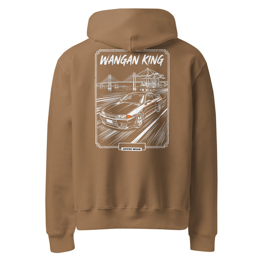 WANGAN KING Oversized Hoodie in Vintage Braun – Rückansicht