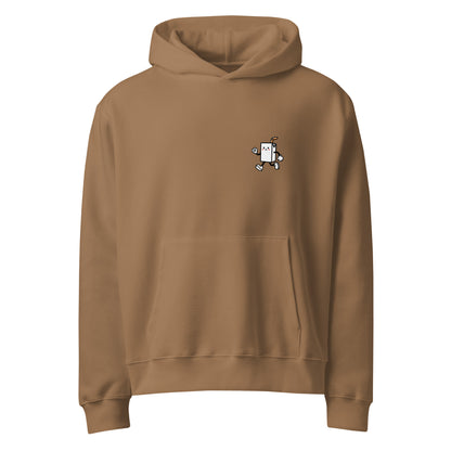 WANGAN KING Oversized Hoodie in Vintage Braun – Vorderansicht mit JDM-Print