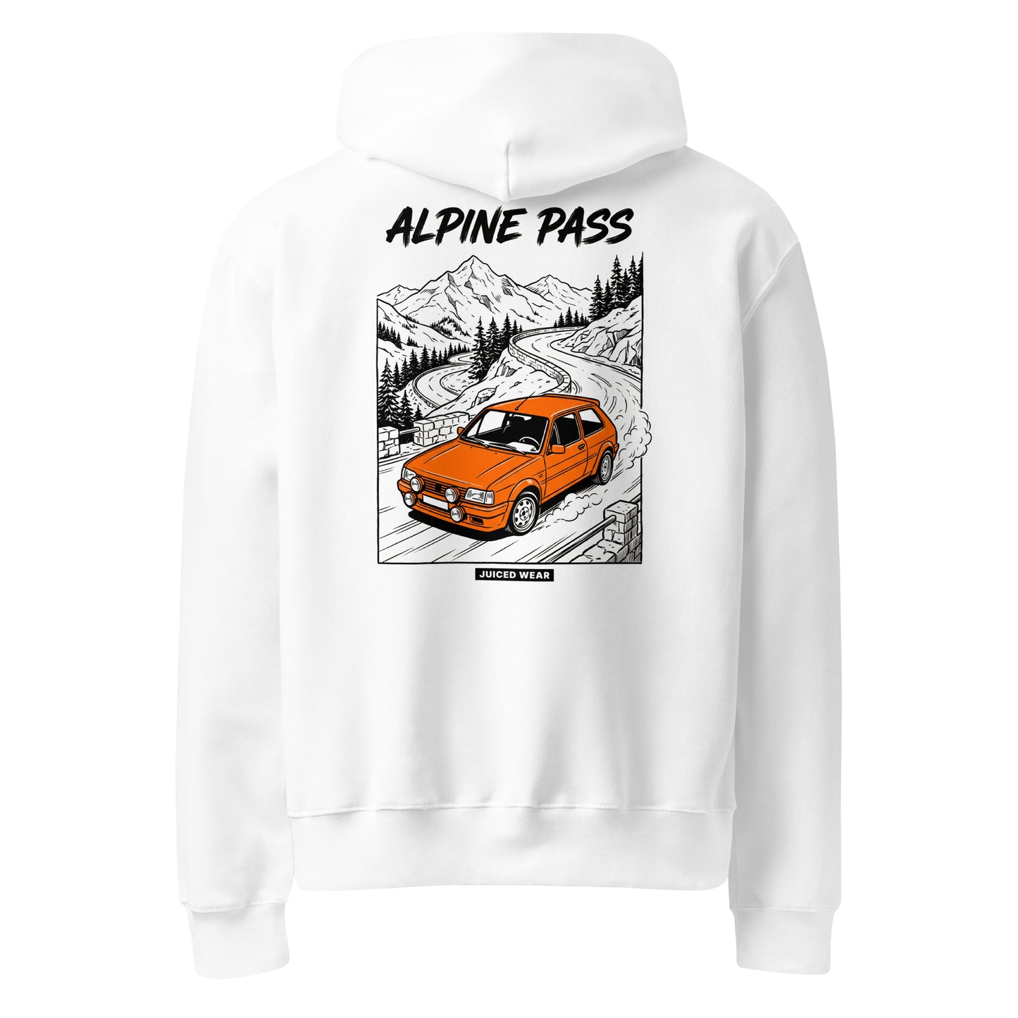 ALPINE PASS Oversized Hoodie in Weiß – Rückansicht