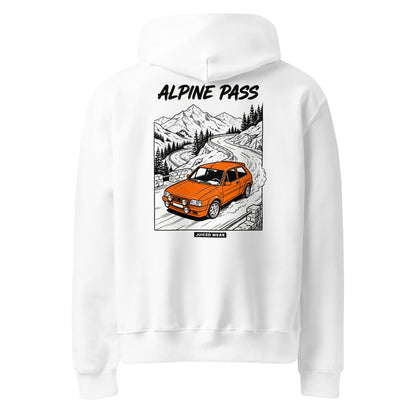 ALPINE PASS Oversized Hoodie in Weiß – Rückansicht
