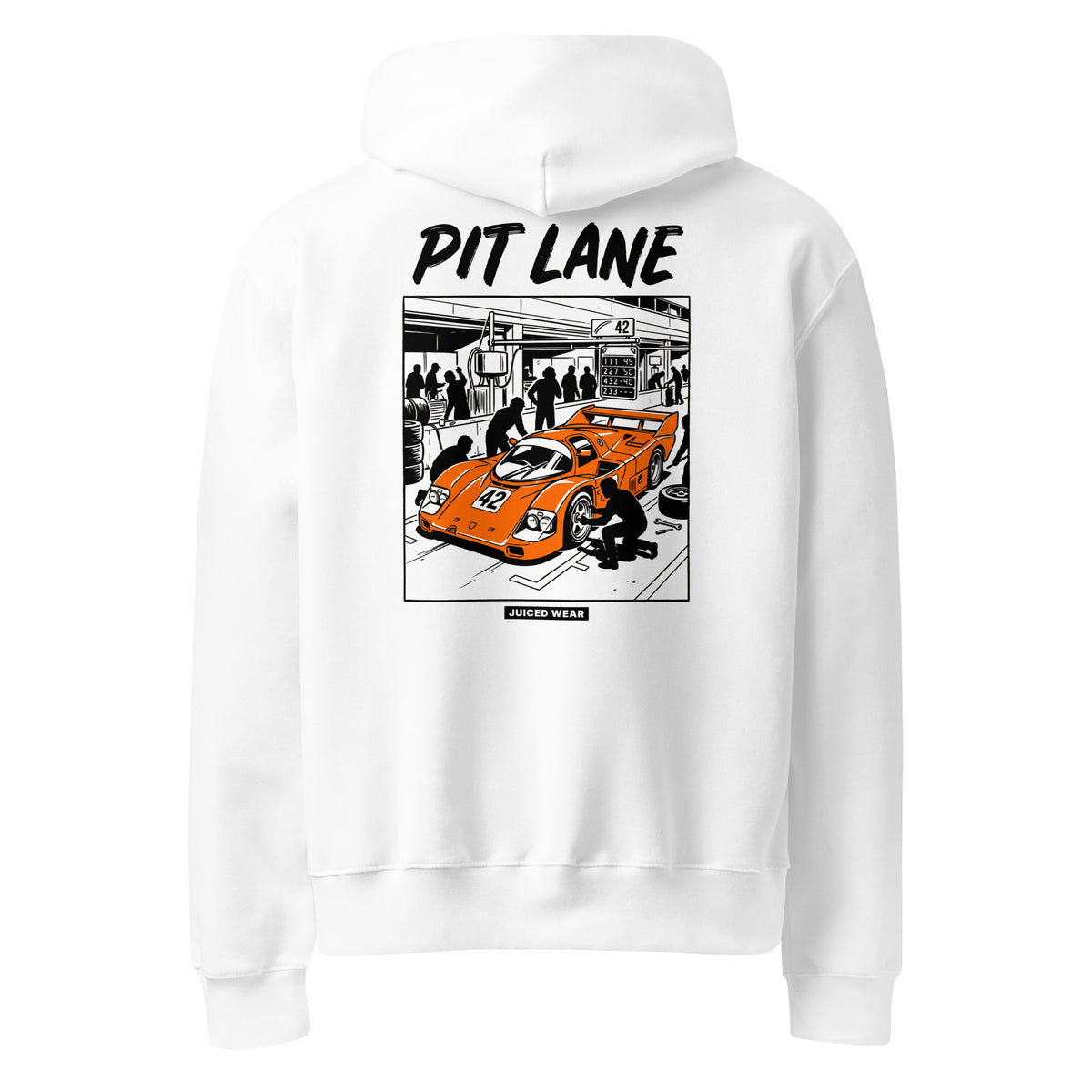PIT LANE Oversized Hoodie in Weiß – Rückansicht