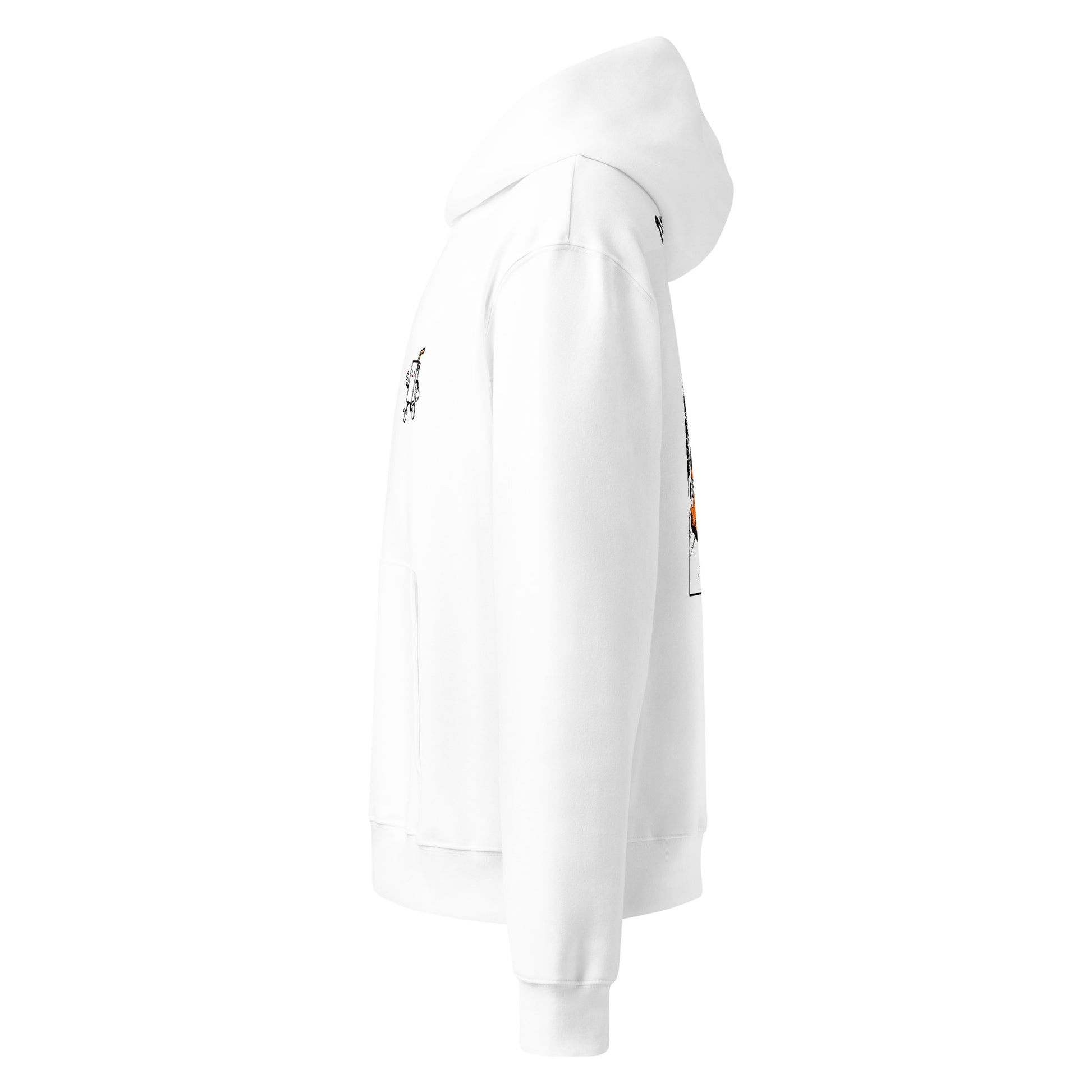 PIT LANE Oversized Hoodie in Weiß – Seitenansicht links