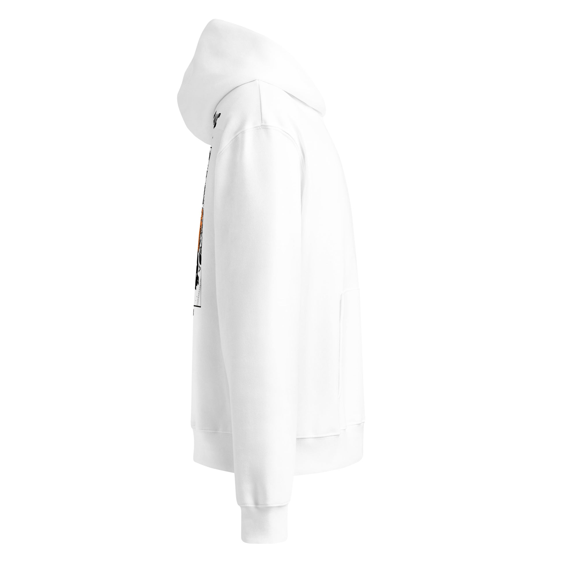 PIT LANE Oversized Hoodie in Weiß – Seitenansicht rechts