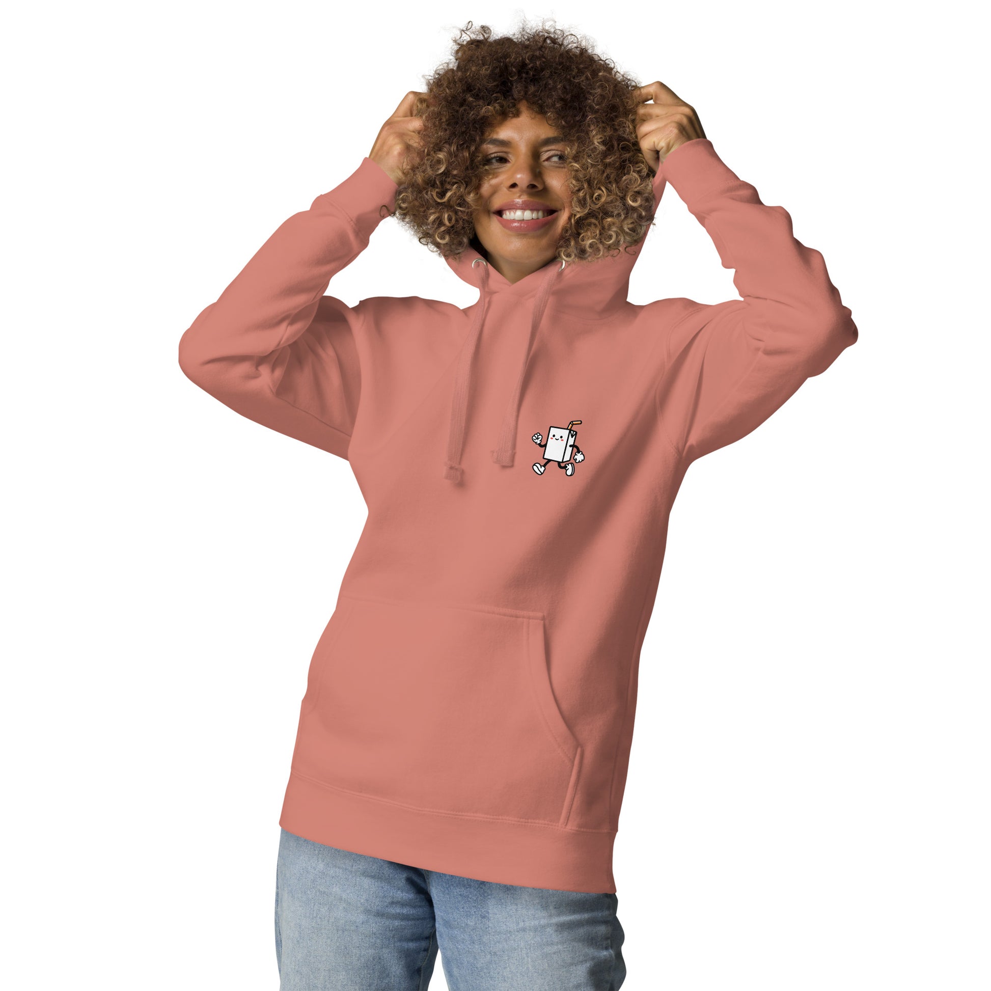 VICE NIGHTS Hoodie Damen Altrosa – Vorderansicht mit Retro-Print