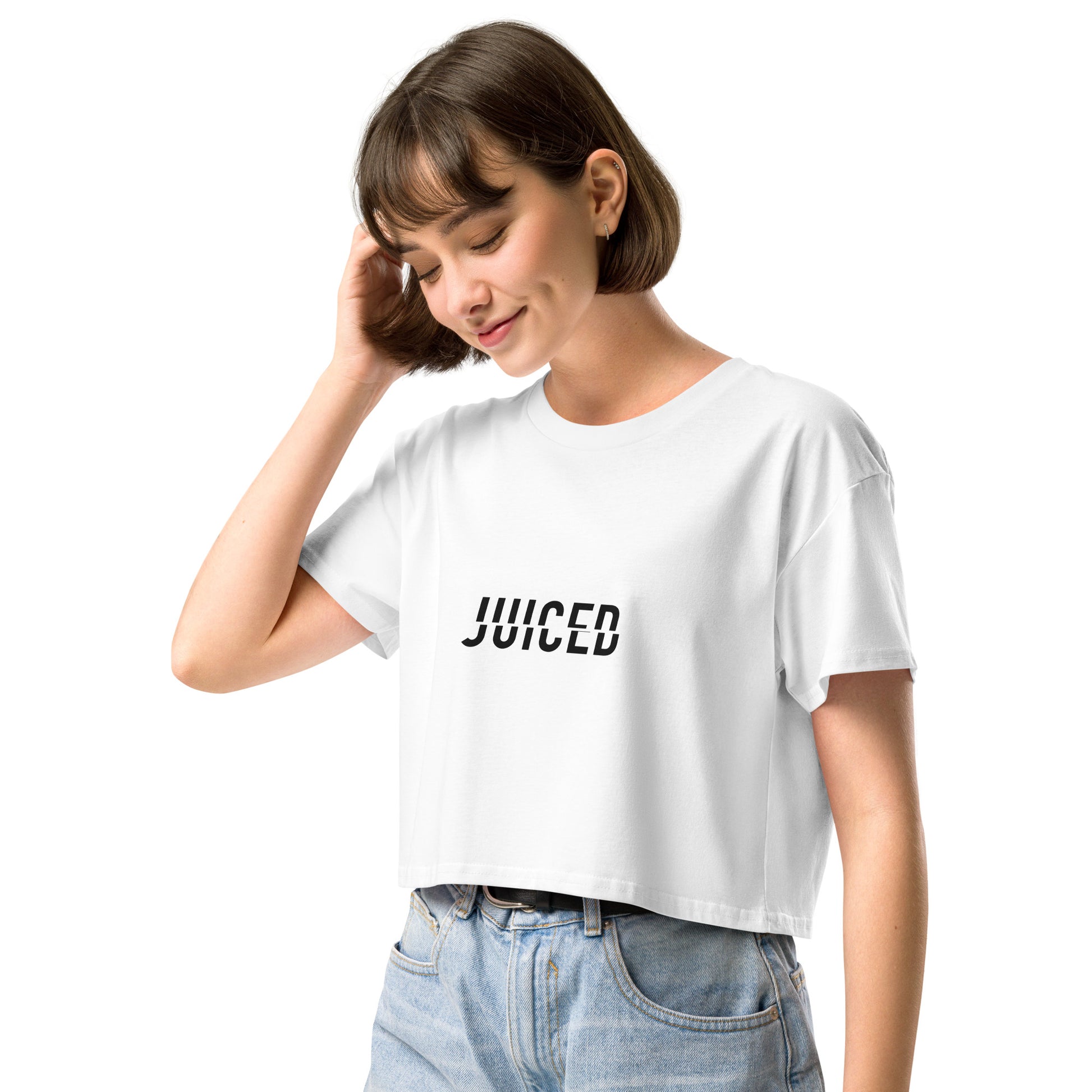 Crop Top Damen in Weiß – Seitenansicht